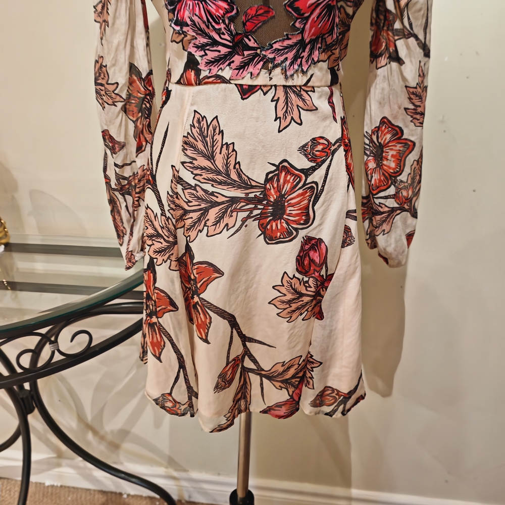 For Love and Lemons Sierra Silk Mini Dress Floral XS 011500 - Picture 14 of 16